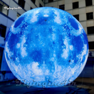 bola de luna inflable grande y azul con luz LED para decoración de fiestas