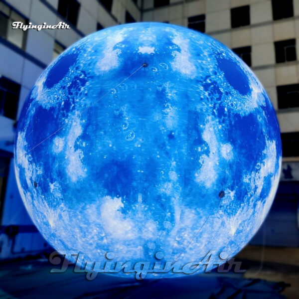 bola de luna inflable grande y azul con luz LED para decoración de fiestas