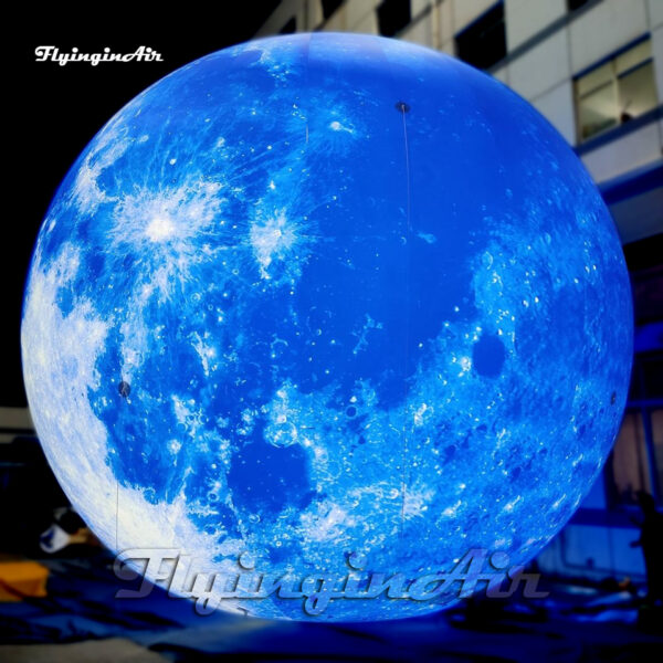 globo gigante inflable de luna azul con luz LED para parque