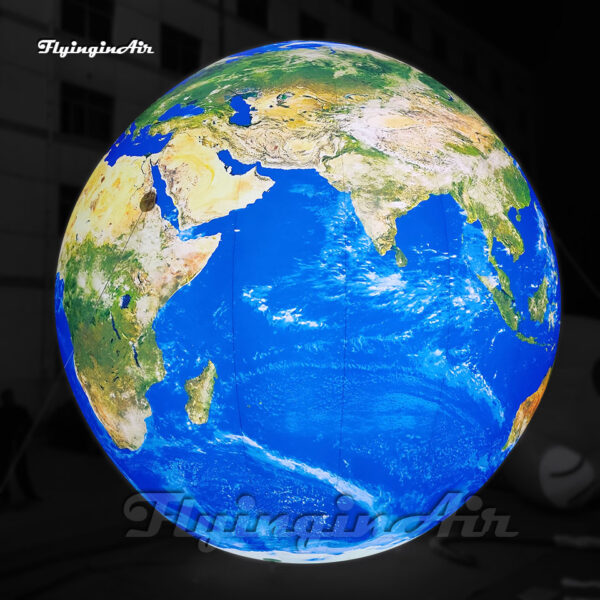 bola gigante inflable de la Tierra azul con luz LED