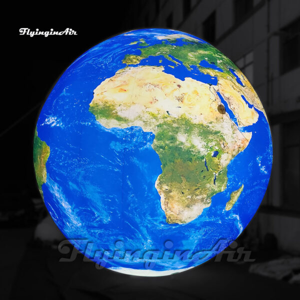 globo terráqueo inflable gigante azul con luz LED