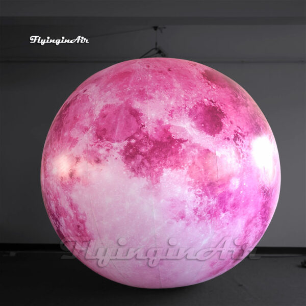 Globo lunar rosa grande inflable personalizable con luces LED para decoración de fiestas