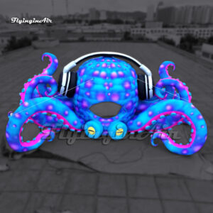 cabina de DJ de pulpo inflable gigante azul para decoración de escenario de carnaval