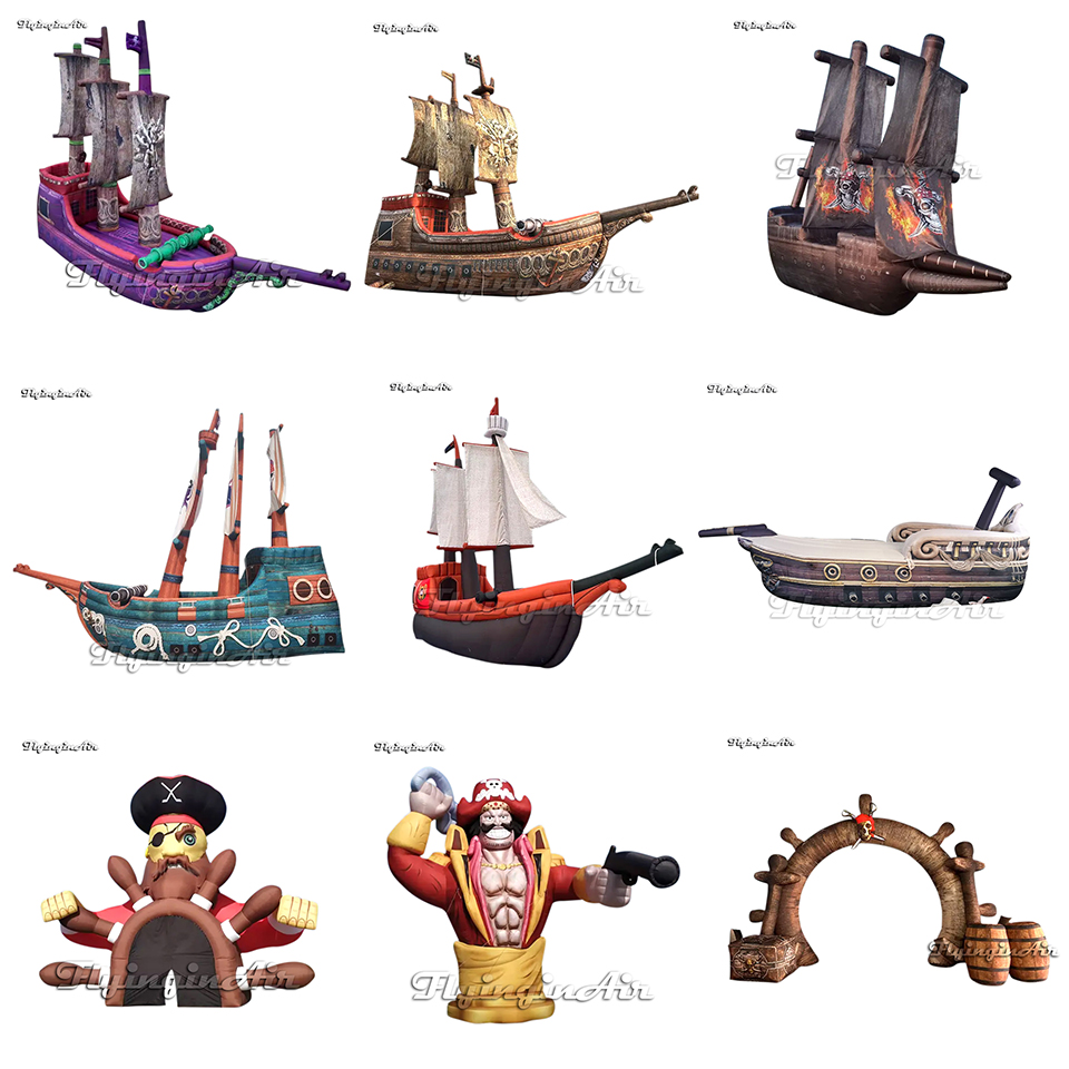 Set Pirata Inflable Premium: Figura XXL + Barco + Arco de Entrada - Decoración Completa para Fiestas Temáticas