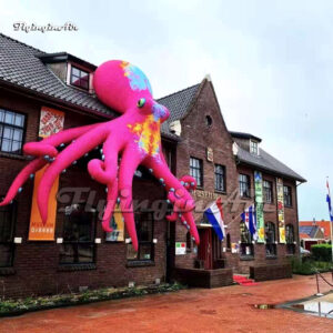 Modelo de animal marino pulpo gigante rosa hinchable para decoración de techos de casas