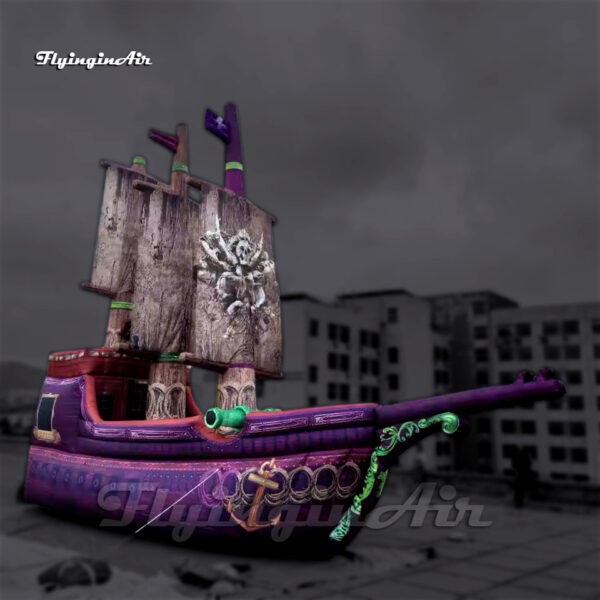 Decoración escénica: barco pirata inflable gigante color morado para personalizar
