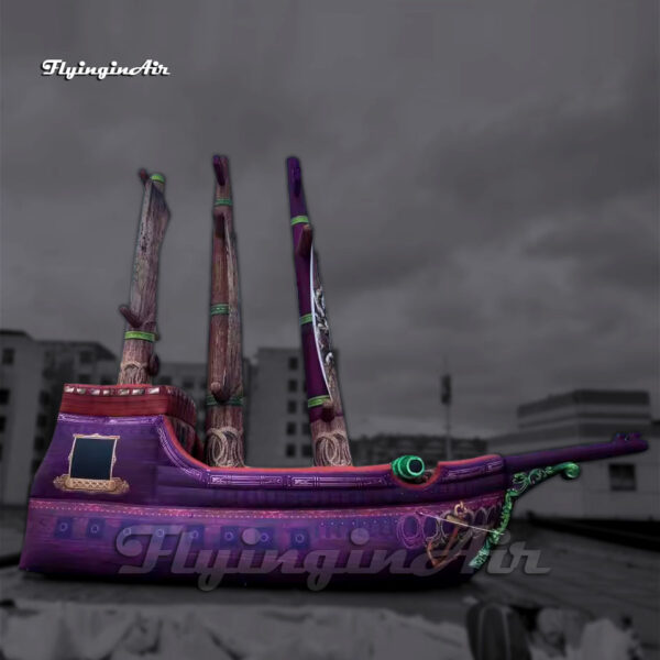 Barco pirata inflable gigante color morado - Réplica a medida para fiestas de carnaval