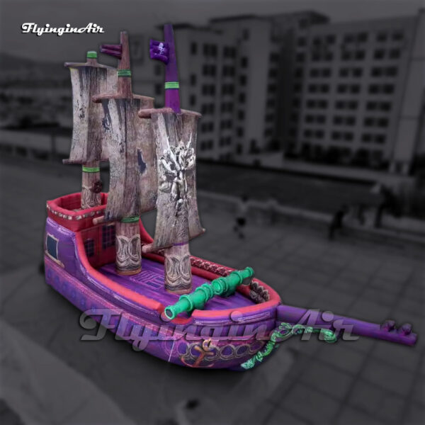 Barco pirata inflable tipo bergantín 6m-12m color morado - Réplica náutica para decoración de eventos