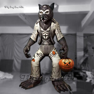 Hombre Lobo Inflable Gigante con Cabeza de Calabaza para Decoración de Jardín en Halloween1