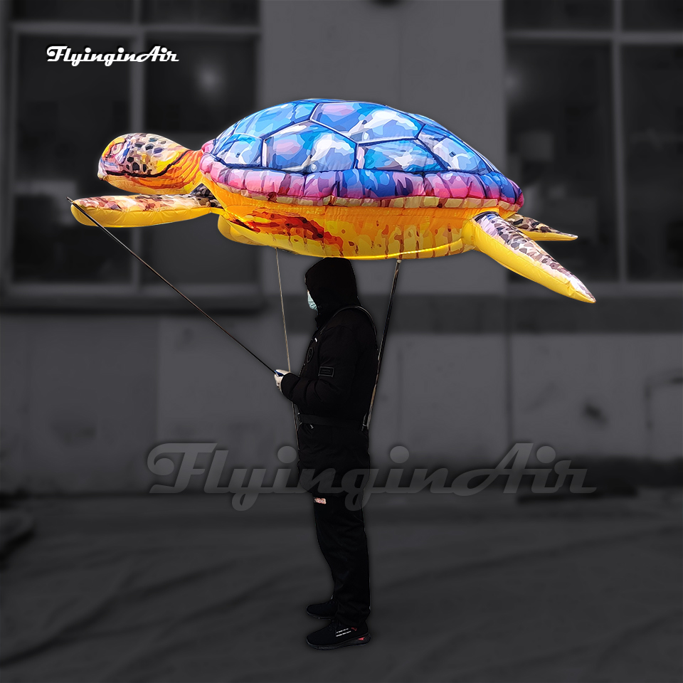 desfile actuación gigante un títere inflable de tortuga marina01