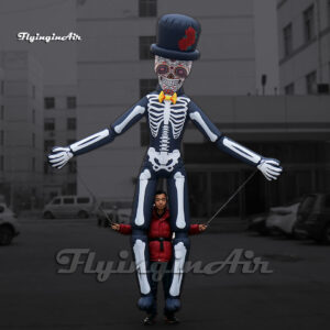 Marioneta Esqueleto Inflable Gigante Controlable (3.5m Altura) con Calavera de Azúcar - Para Espectáculos de Desfiles y Eventos del Día de Muertos