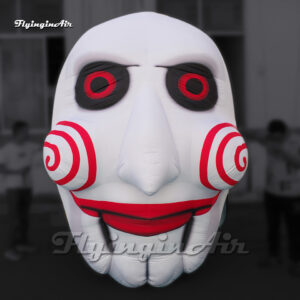 Cabeza de Billy con máscara de payaso de Saw inflable gigante y aterradora1
