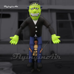 Figura de Frankenstein de Dibujos Animados Inflable Verde Controlable (3.5m Altura) - Modelo para Títeres de Desfiles de Halloween y Eventos