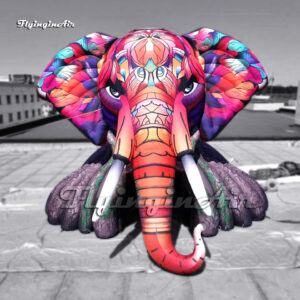 Túnel escénico de cabeza de elefante inflable gigante colorido1