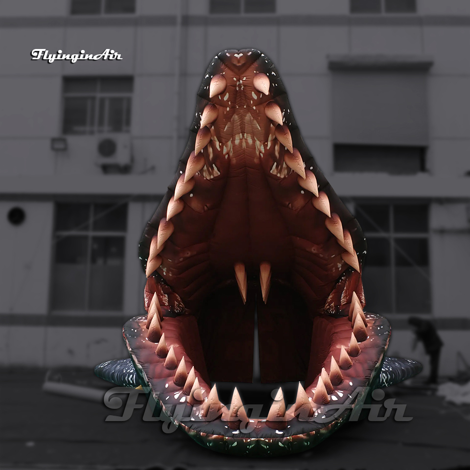 Cabeza de Mosasaurio Inflable Gigante: Dinosaurio Feroz con Boca Abierta