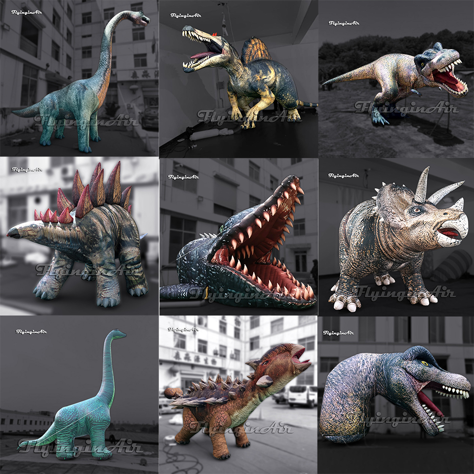 Dinosaurios Inflables Gigantes: Tiranosaurio Rex, Anquilosaurio, Mosasaurio, Espinosaurio, Braquiosaurio, Brontosaurio